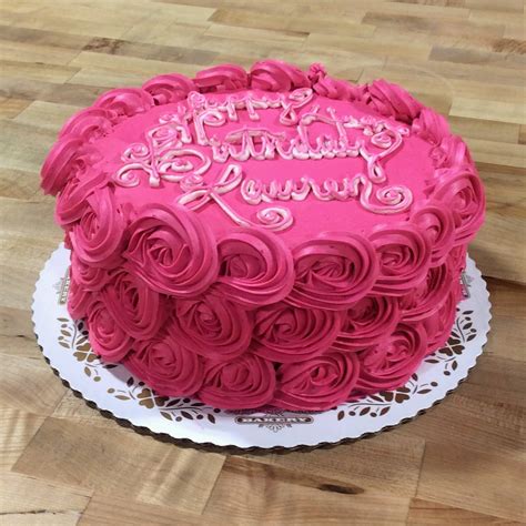pink rosette birthday cake — trefzger s bakery