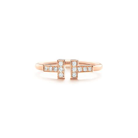 Tiffany T Wire Ring In 18k Rose Gold With Diamonds Tiffany And Co