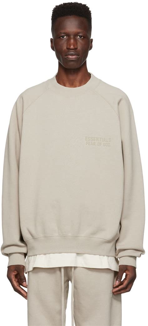 fear of god essentials gray crewneck sweatshirt ssense