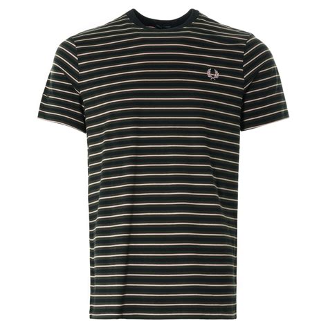 Fred Perry Fine Stripe T Shirt Hunting Green M1608 408