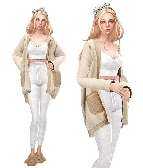 Two Images Of A Woman In White Clothes And A Cardigan Sweater With A