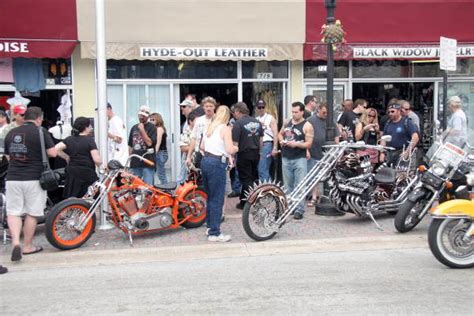 Florida Memory Customized Motorcycles Parked On Main Street During