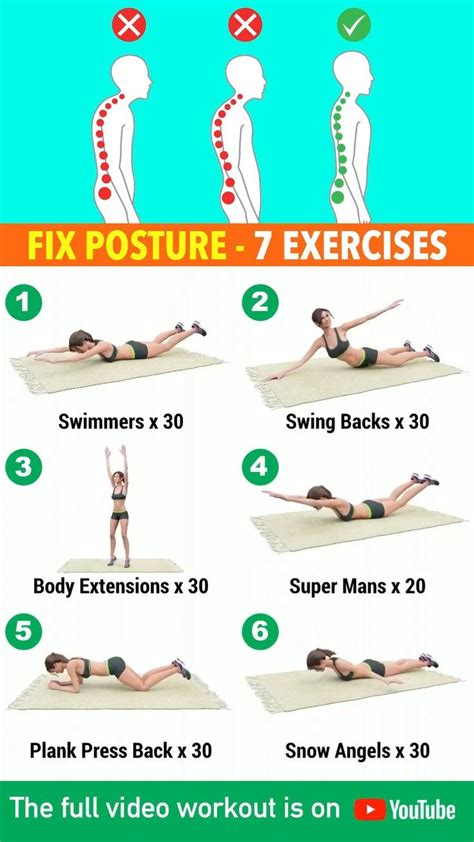 7 Easy Exercise Fix Posture Workout Videos Back Exercises Posture