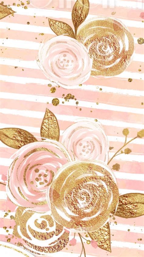 Maybe you would like to learn more about one of these? Gold and pink roses wallpaper pattern #iphonewallpaper ...