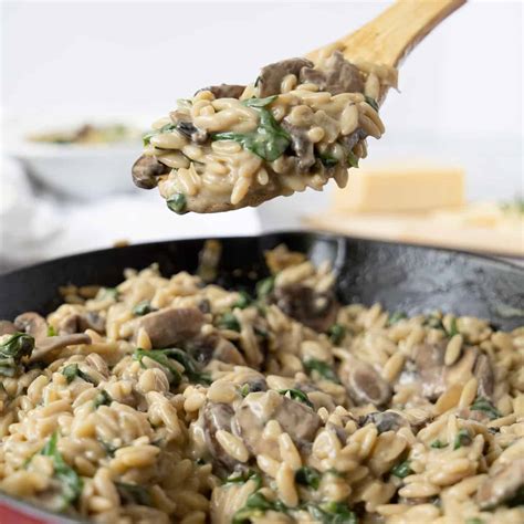 Noshing With The Nolands Creamy Mushroom Orzo With Spinach