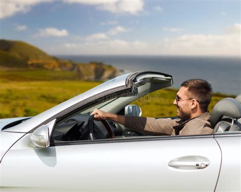 Happy Man Driving Convertible Car Stock Image Image Of Highland