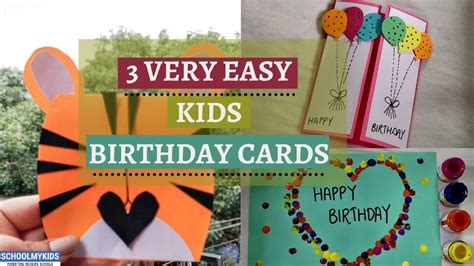 3 Easy Homemade Birthday Cards Diy Birthday Card Ideas For Kids Youtube