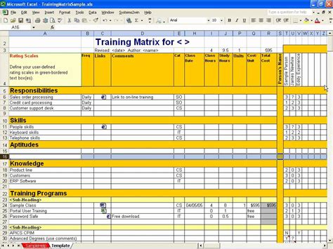 Training Excel Template