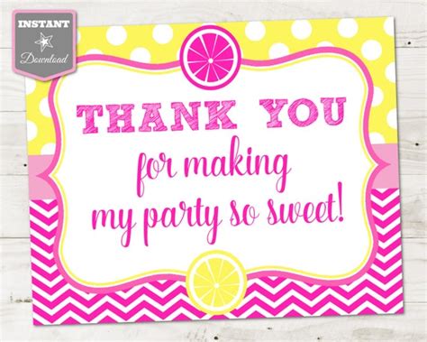 Instant Download Pink Lemonade Printable 8x10 Thank You For Making My
