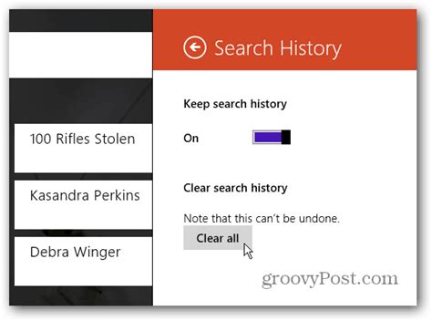 Delete Or Disable Windows 8 Bing App Search History