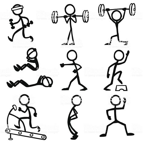 Stickfigure Doing Fitness Related Activities Stick Figure Drawing