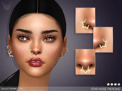 Star Nose Piercing Set Sims Piercings Sims Nails Sims Body Mods