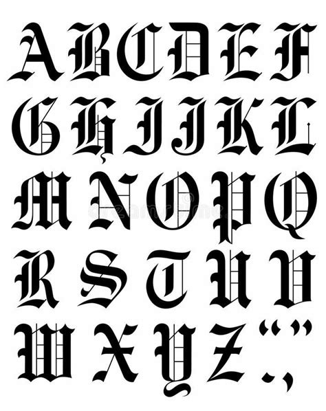 An Old English Alphabet With The Letters And Numbers In Gothic Style Stock Photo Images And Royalty
