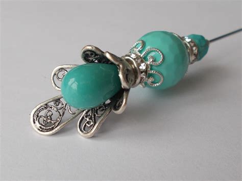 Turquoise Glass And Silver Coloured Filigree Finding Approx 7 Inch