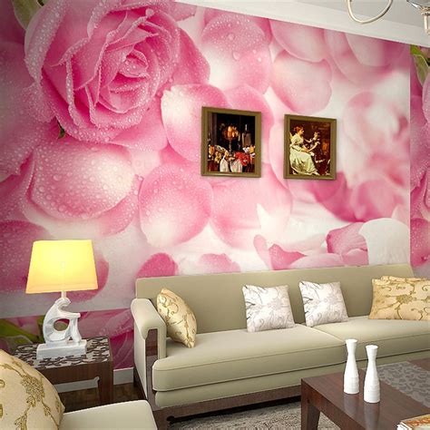 Beibehang 3d Stereo Mural Seamless Rose Petals Tv Background Wallpapers