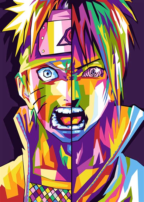 Naruto And Sasuke Wpap Metal Poster Only On Displate In 2021 Naruto