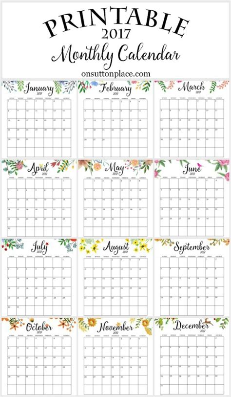 17 Free Printable 2017 Calendars The Suburban Mom