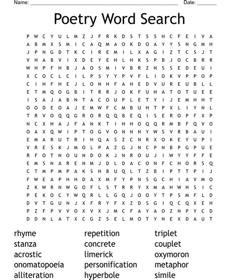 Poetry Word Search Wordmint