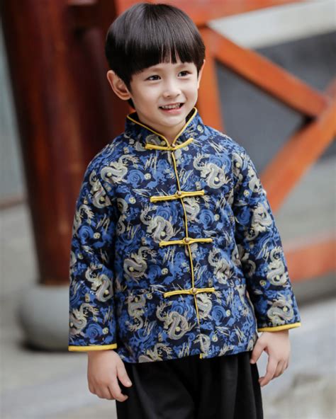 Traditional Chinese Long Sleeve Tang Padded Clothing For Boys