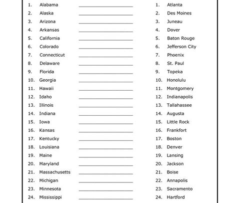 Midwest States And Capitals Quiz Printable Printable Templates