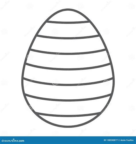Easter Egg Thin Line Icon Easter And Decoration Striped Egg Sign