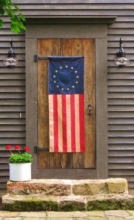 A flag that is worn, ripped or otherwise in poor. Samplers and Santas -front door decor | Flag decor ...