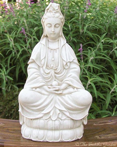 What are the symbols of the goddess kwan yin? Kuan Yin Statue with Stone Finish: The Buddha Garden