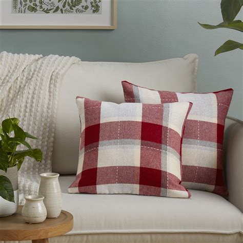 Sohome Jaquard Plaid Throw Pillow Covers 18x18 Decorative Couch Pillow
