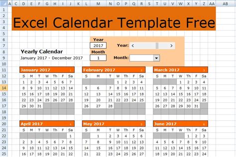 Excel Calendar Template Free