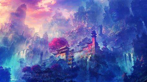 Purple Anime Scenery Wallpapers Top Free Purple Anime Scenery Backgrounds Wallpaperaccess