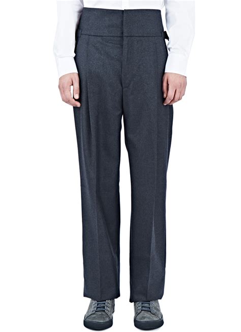 Lanvin High Waisted Wool Pants In Gray For Men Lyst