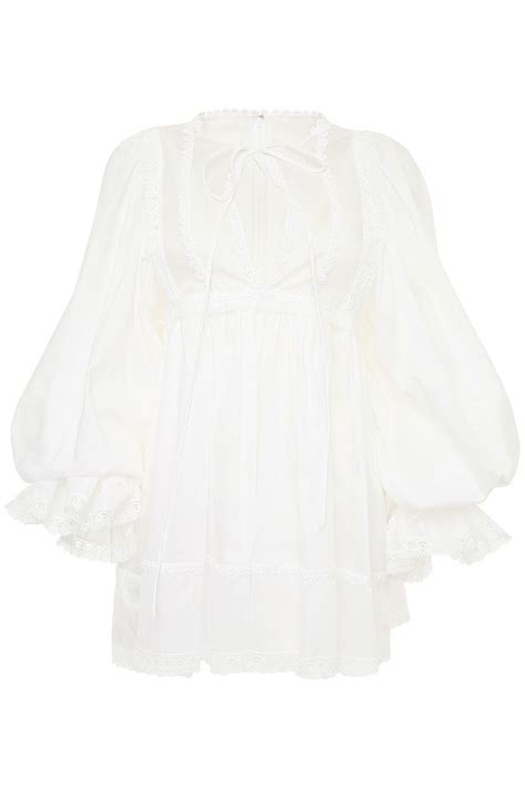 Dolce And Gabbana Cotton And Lace Blouse In White Modesens Lace