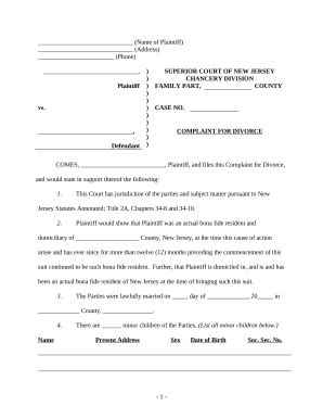 New Jersey Complaint Divorce Doc Template PdfFiller