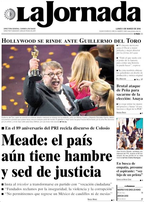 Periódico La Jornada México Periódicos De México Edición De Lunes 5 De Marzo De 2018