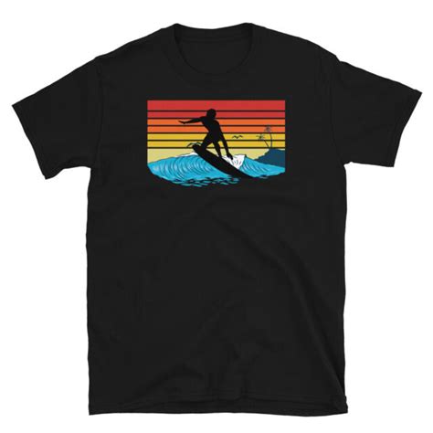 Vintage Retro Surfing T Shirt Beach Surfer Surfboard Kitesurfing