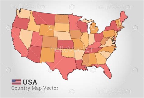 Colorful Vector Map Of The United States Of America