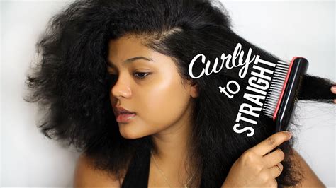 Naturally Curly To Straight Hair How To Straighten Curly Hair Youtube