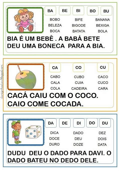 Fichas De Leitura Com Frases Para Imprimir Educação E Transforma