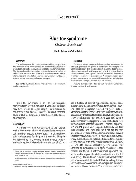 Pdf Blue Toe Syndrome