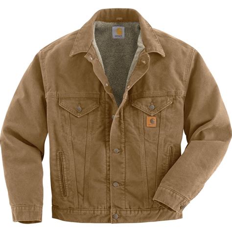 carhartt sandstone sherpa lined jean jacket — brown jackets northern tool equipment