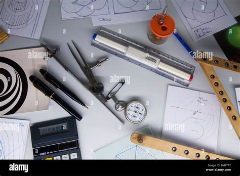 Technical Drafting Tools Pantograph Rulers Compass Calculator And