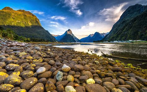 Morning At Milford Sound Mitre Peak Mountain In New Zealand Android