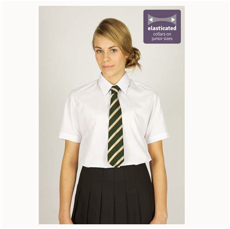 Girls Women Poly Cotton School Shirt Sky Blue White Long Short Sleeve