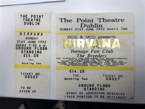 Show ticket, Dublin, June 1992. : Nirvana