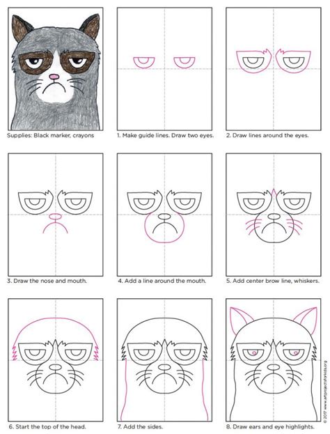 How To Draw Grumpy Cat Grumpy Cat Art Kids Art Projects Cat Art