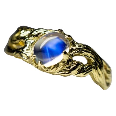 Anello In Oro Con Pietra Di Luna Adularia Gemma Trasparente