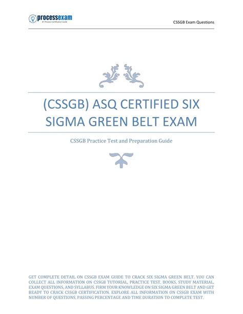 PPT CSSGB ASQ Certified Six Sigma Green Belt Exam Study Guide PDF
