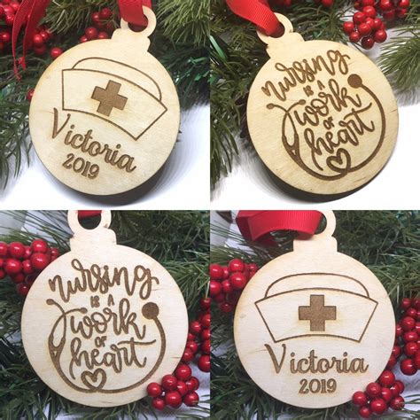 Nurse Personalized Christmas Ornament Laser Engraved Nursing Is A Work Of Heart Ornament Nursing