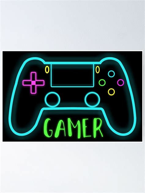 Neon Gamer Controller Neon Colors Poster For Sale By Gut2000 Redbubble