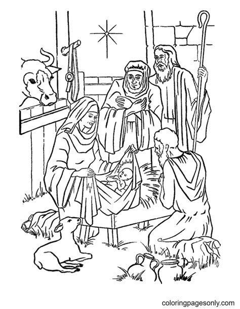 Раскраски Библия Иисус Ясли Религиозные рождественские раскраски